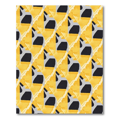 Modern Black White Geometric Cheddar Rug
