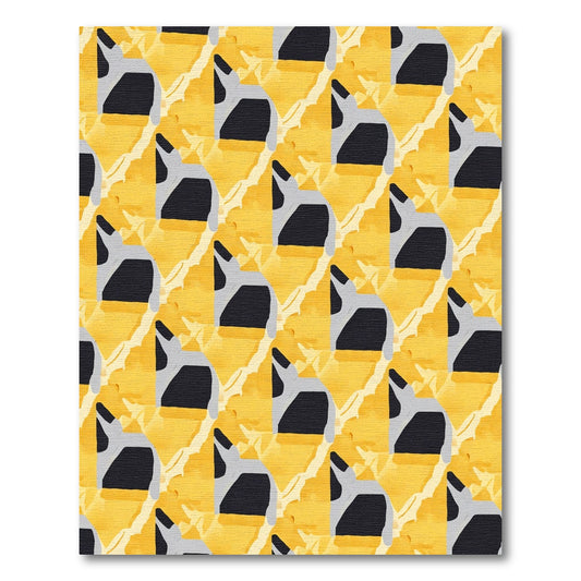 Modern Black White Geometric Cheddar Rug