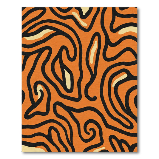 Orange Black Swirl Organic Flow Rug