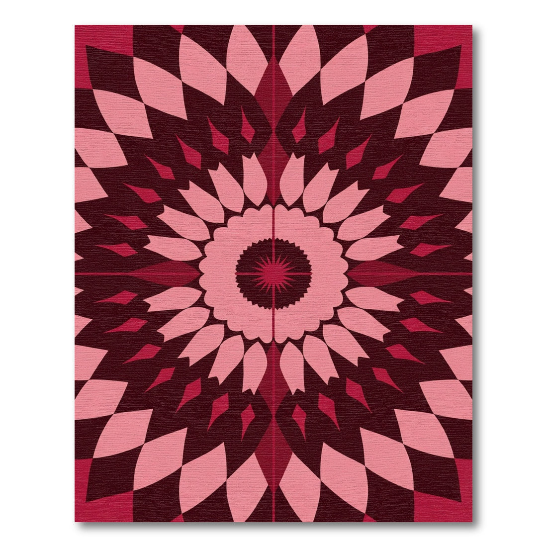 Radiant Crimson Floral Geometric Rug