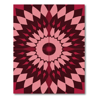 Radiant Crimson Floral Geometric Rug