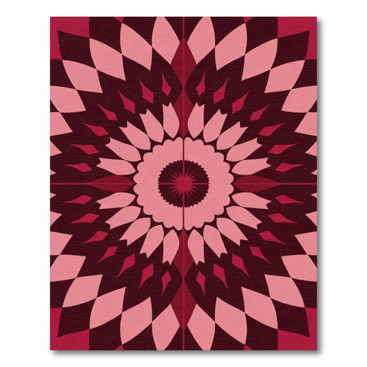 Radiant Crimson Floral Geometric Rug