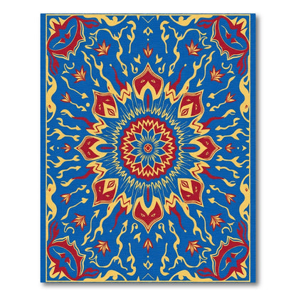 Bold Crimson Star Floral Medallion Rug