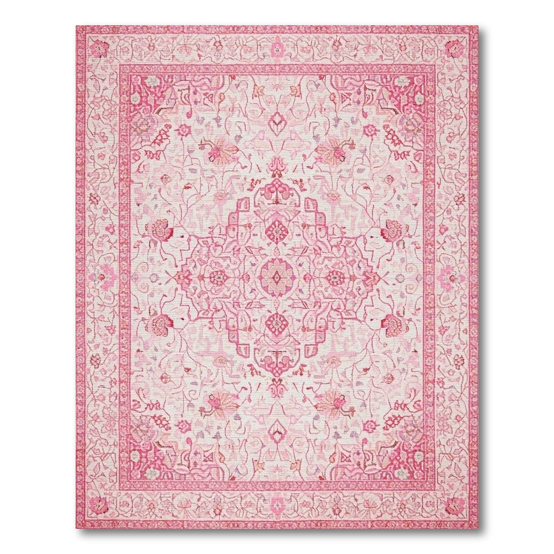 Pink Floral Vintage Area Rug