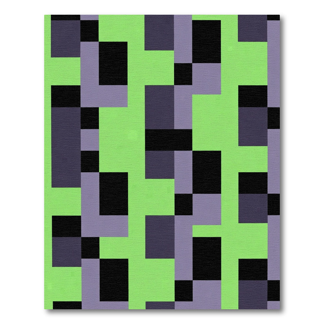Lime Green Abstract Block Composition Rug