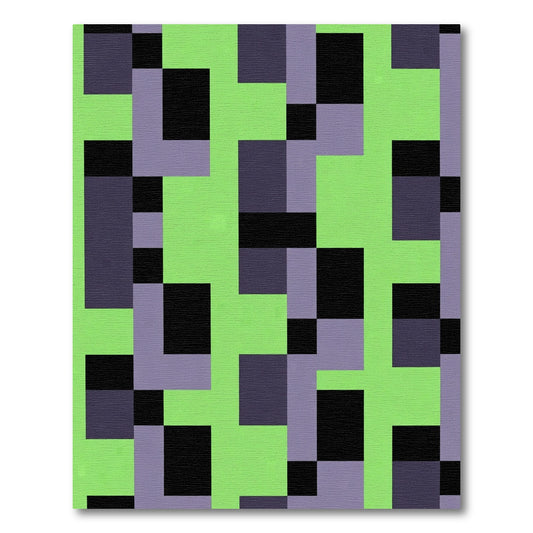 Lime Green Abstract Block Composition Rug
