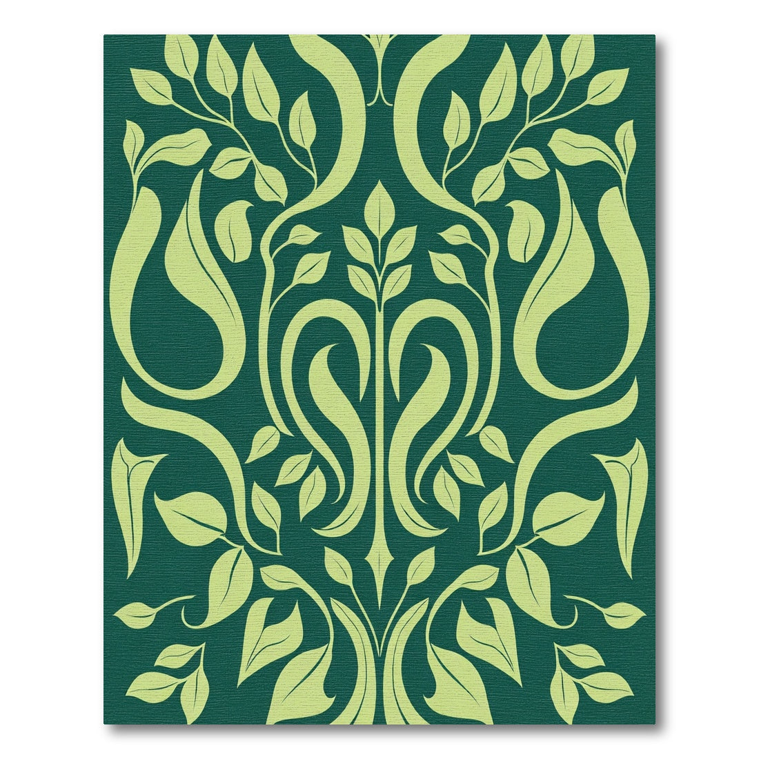 Emerald Green Botanical Scroll Rug