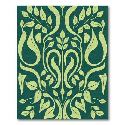 Emerald Green Botanical Scroll Rug