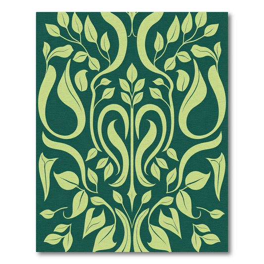 Emerald Green Botanical Scroll Rug