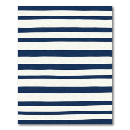 Navy Cream Horizontal Lines Rug