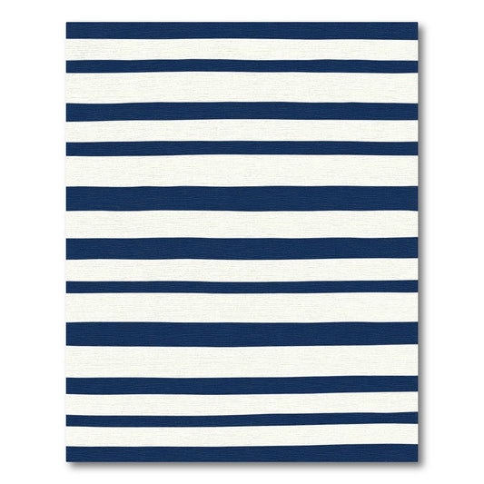 Navy Cream Horizontal Lines Rug