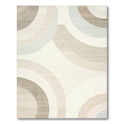 Modern Taupe Concentric Circles Rug