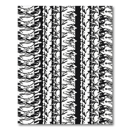 Black White Stylized Bird Border Rug