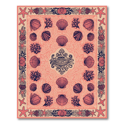 Seashell Pink Seashell Coastal Area Rug
