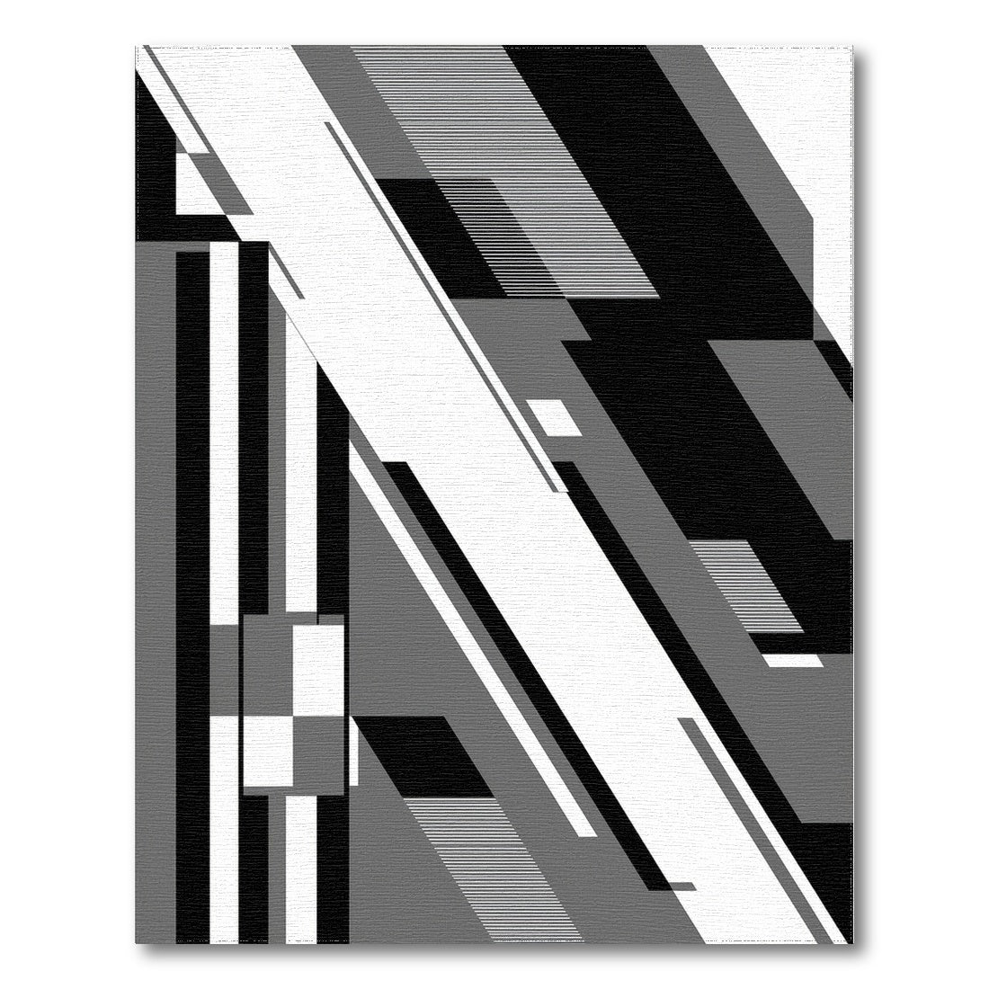 Black White Geometric Modern Area Rug