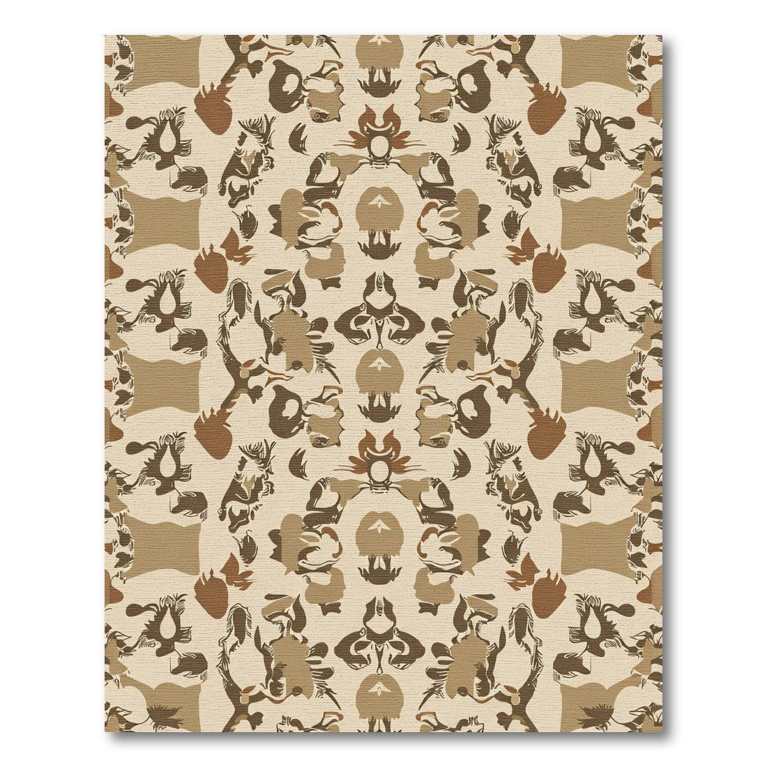 Earthy Tawny Abstract Symmetry Rug