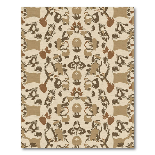 Earthy Tawny Abstract Symmetry Rug