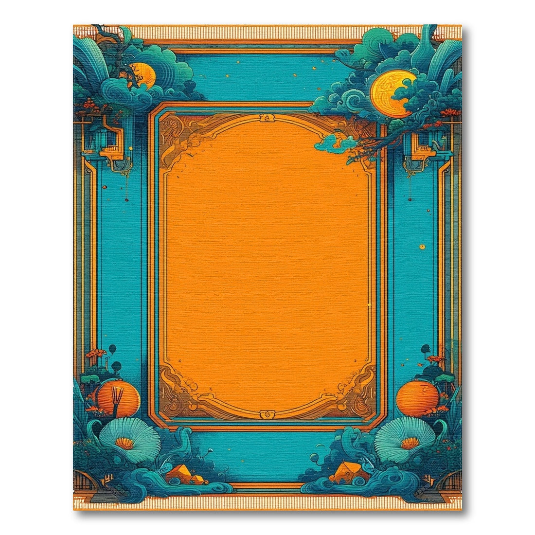 Blue Teal Floral Vintage Area Rug