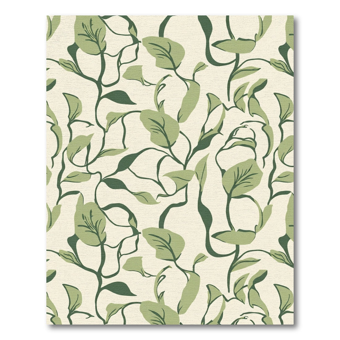 Cream Green Vine Swirl Rug