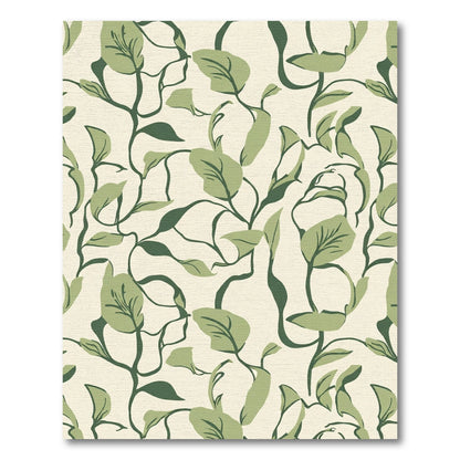 Cream Green Vine Swirl Rug
