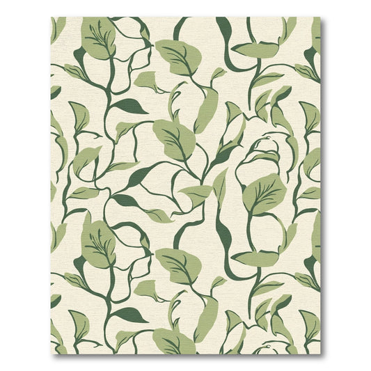 Cream Green Vine Swirl Rug
