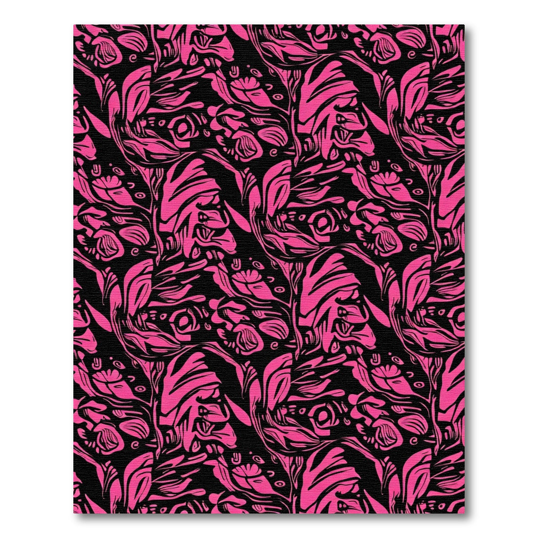 Hot Pink Floral Abstract Swirl Rug