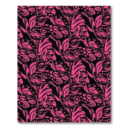 Hot Pink Floral Abstract Swirl Rug