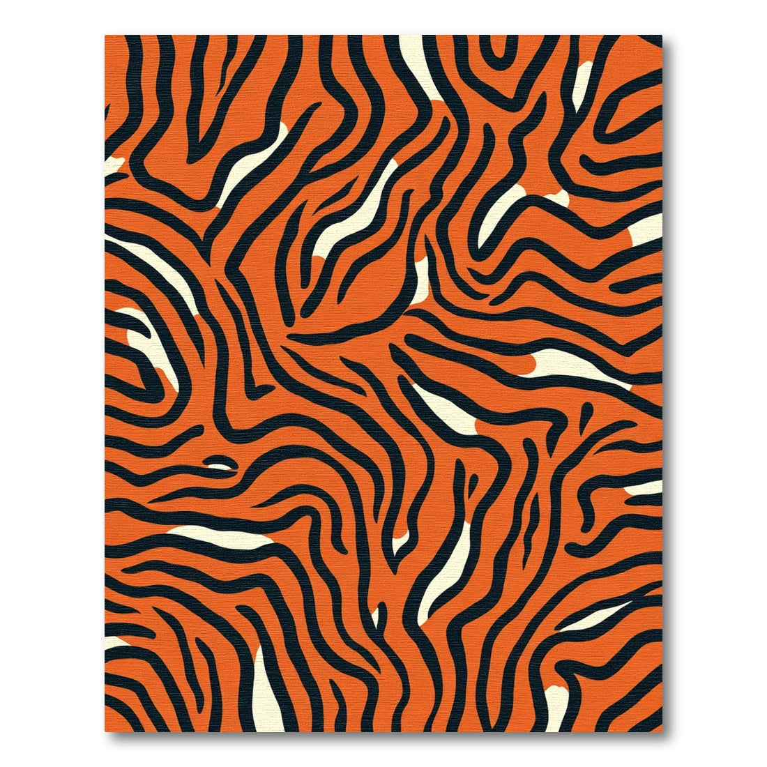 Vibrant Orange Black Zebra Waves Rug