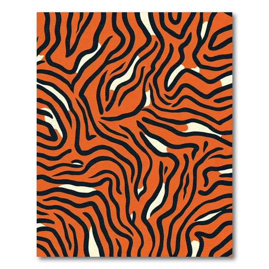 Vibrant Orange Black Zebra Waves Rug