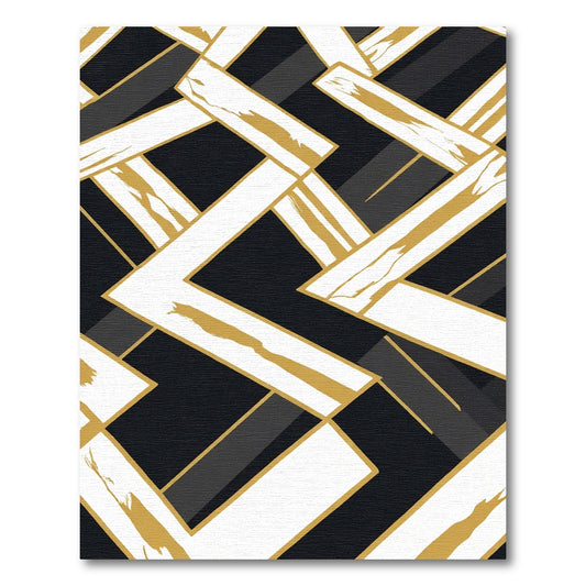 Modern Black Gold Geometric Abstract Rug