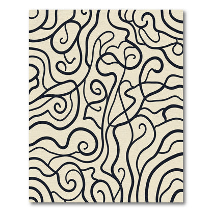 Cream Swirl Botanical Outline Rug