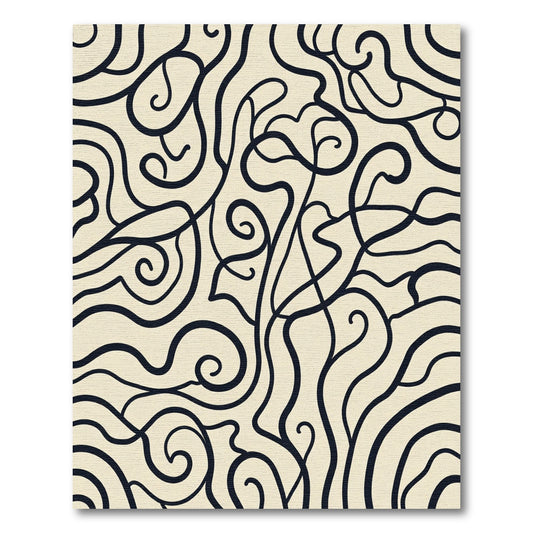 Cream Swirl Botanical Outline Rug