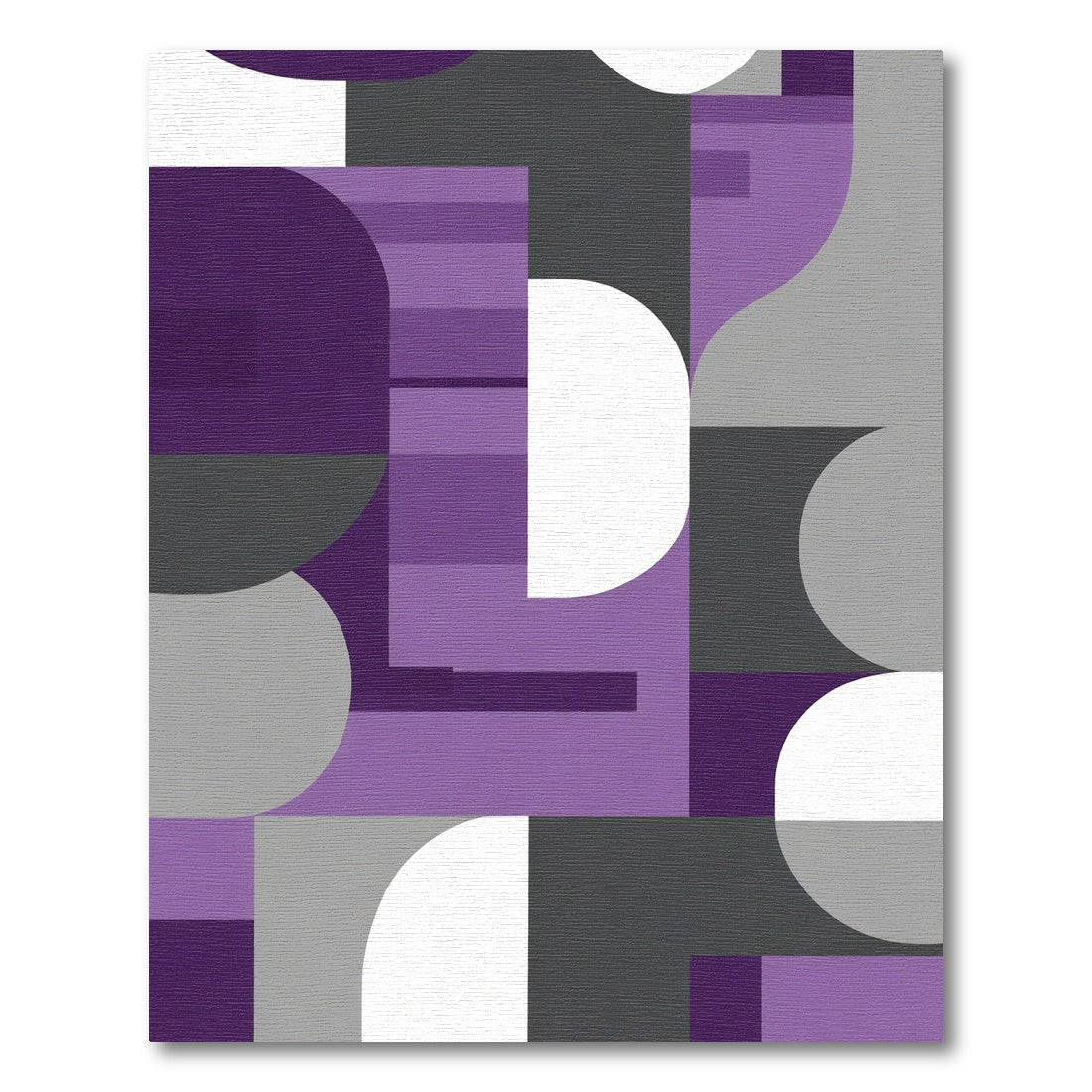 Modern Purple Gray Geometric Abstraction Rug