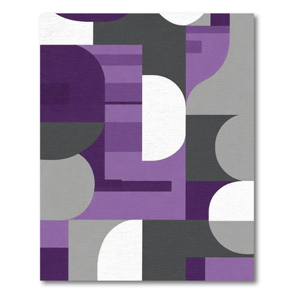 Modern Purple Gray Geometric Abstraction Rug