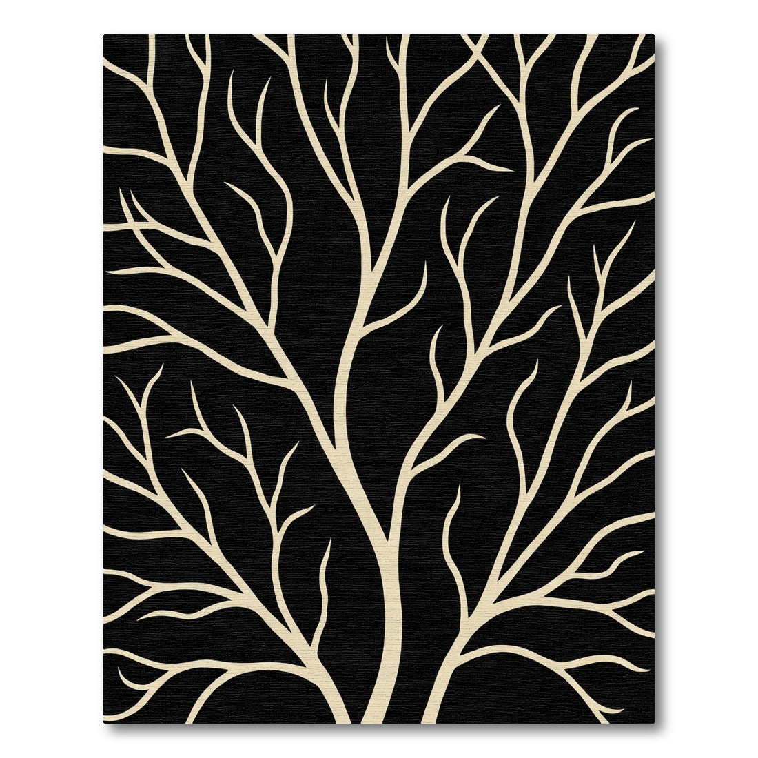 Cream Tree Branch Black Composition Rug