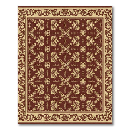 Rich Burgundy Floral Lattice Rectangle Rug