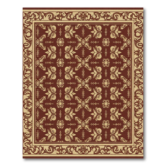 Rich Burgundy Floral Lattice Rectangle Rug