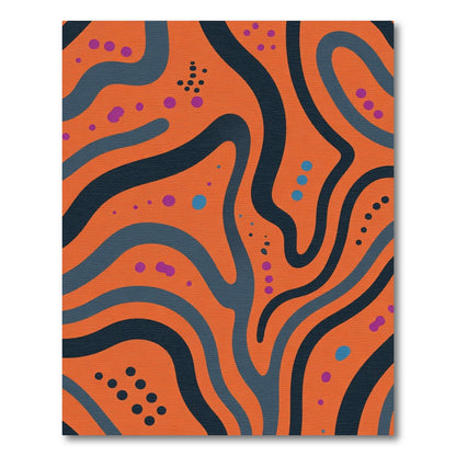 Abstract Orange Flowing Waves Rug
