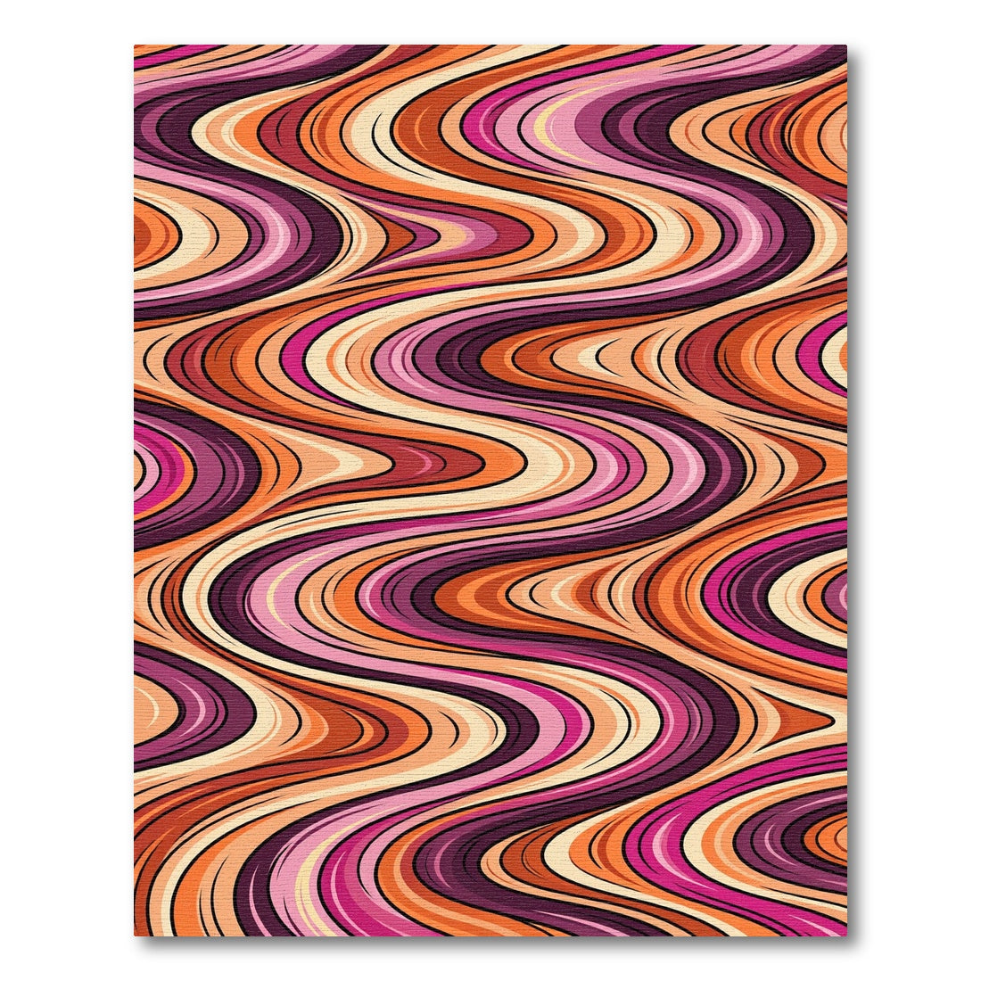 Warm Sunset Ripples Abstract Rug