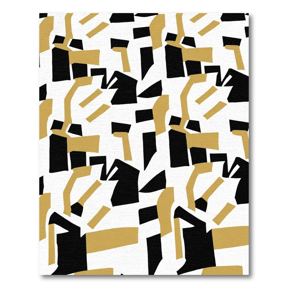 Modern Abstract Black Gold Shapes Rug
