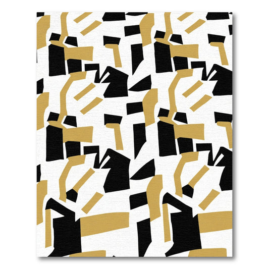 Modern Abstract Black Gold Shapes Rug
