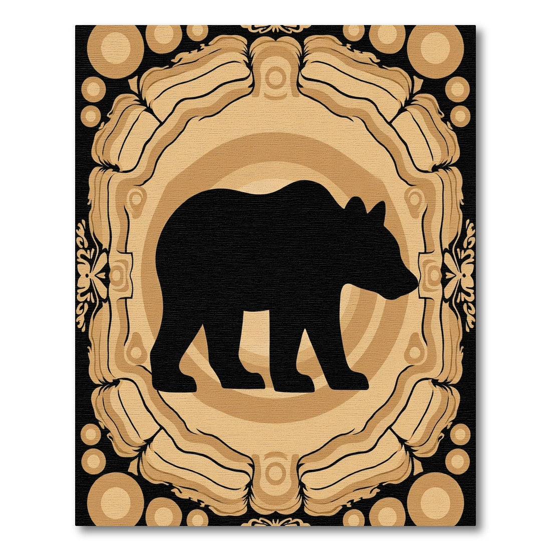 Black Bear Woodland Circle Art Rug