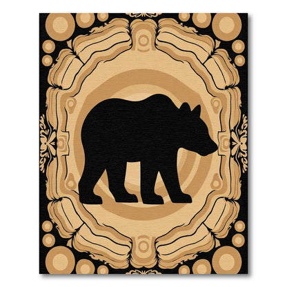 Black Bear Woodland Circle Art Rug