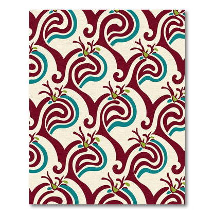 Crimson Teal Swirl Floral Garland Rug
