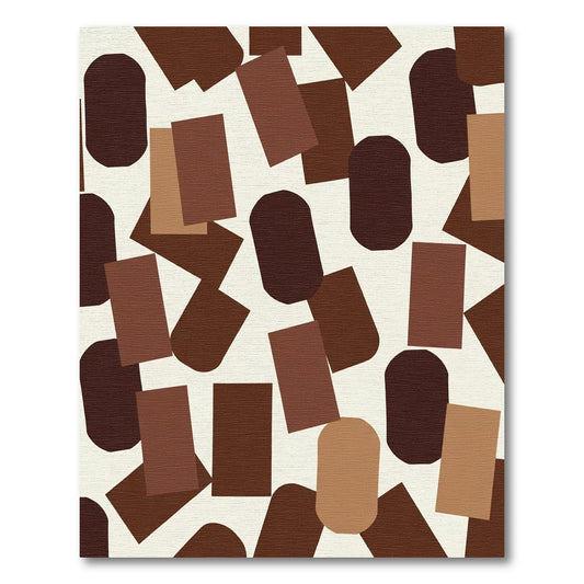 Chic Earth Tones Geometric Collage Rug