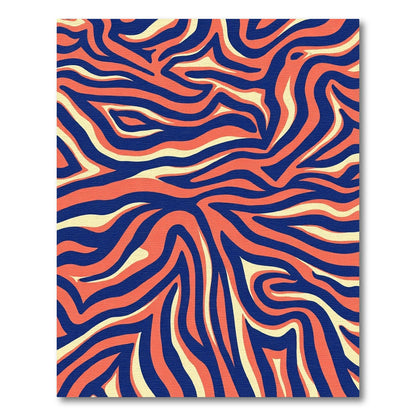 Bold Coral Blue Zebra Stripes Rug