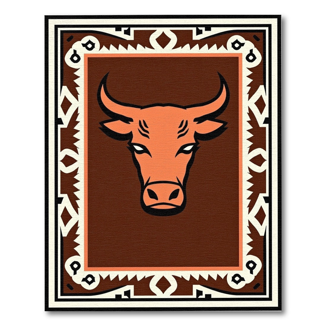 Rustic Orange Bull Medallion Rug