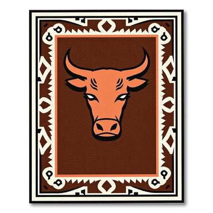 Rustic Orange Bull Medallion Rug