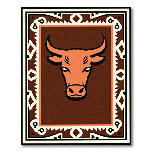 Rustic Orange Bull Medallion Rug