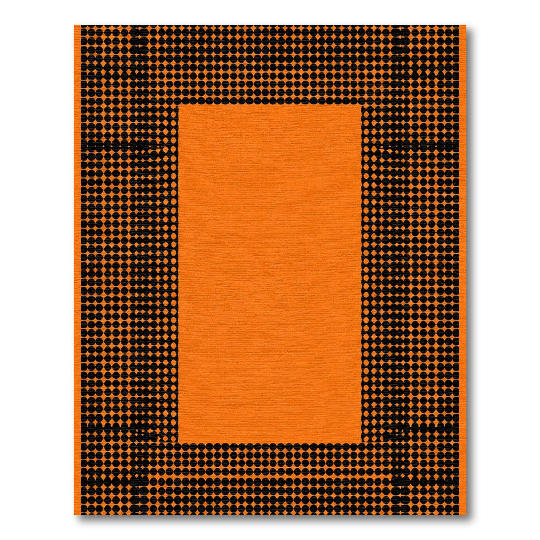 Vibrant Orange Black Dot Border Rug